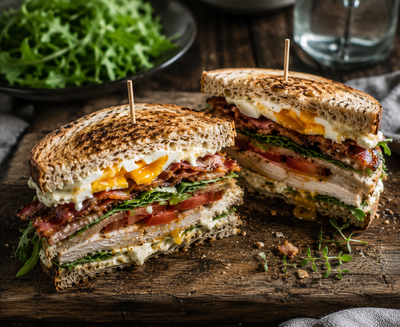 Fenton Farm Egg & Roasted Garlic Mayo Club Sandwich