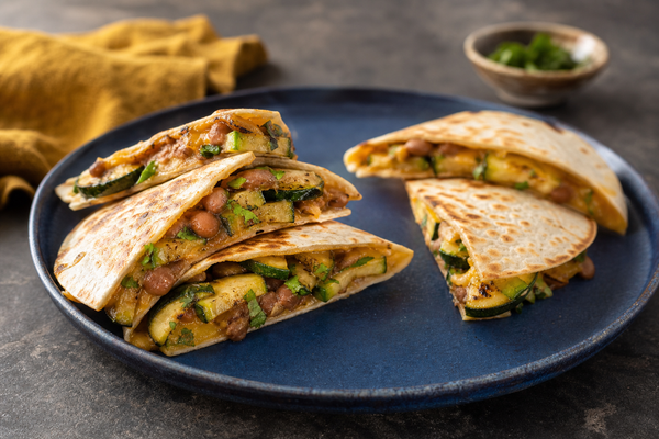 Griddled Courgette, Bean & Cheese Quesadillas - with smoked chilli mayo 